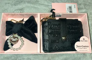Juicy Couture Key Holder Card Wallet TAB WALLET DANGLE SET LIQUORICE thumbnail 1