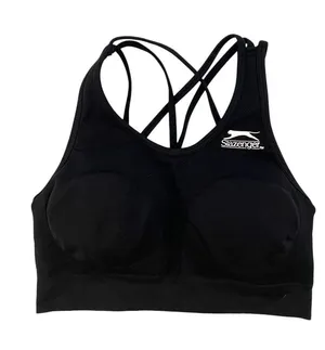 Slazenger Black Crisscross Strappy Sports Bra thumbnail 1