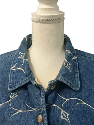 River Ridge Trading Co. Vintage Quilted Denim Embroidered Vest XL Hong Kong thumbnail 3