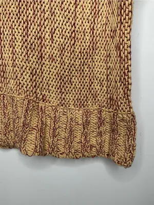 Free People Deep V-Neck Grommet Short Sleeve Chunky Knit Sweater Small thumbnail 3