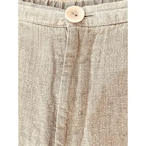 FLAX Pants M Fits L XL Linen Oatmeal Relaxed Lagenlook Coastal Grandma Capsule thumbnail 4