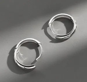925 Silver Plated Small Hoop Earrings for Men Women,Silver Hoop Earrings,Punk Hip Hop Earrings thumbnail 3