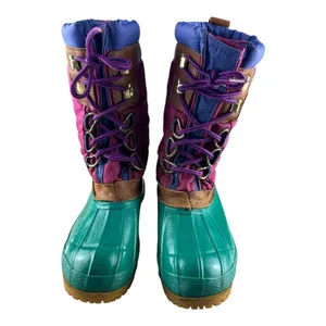 90s Vintage Eddie Bauer Duck Boots Womens 6 Colorblock Teal Magenta Blue Rare thumbnail 8
