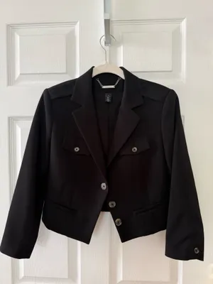 White House Black Market Cropped Black Blazer thumbnail 3