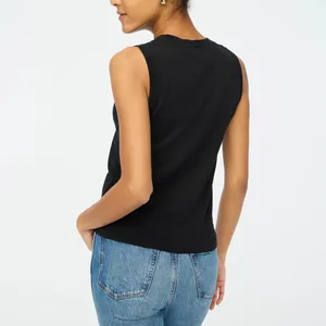 EUC J. Crew Jackie Shell Cotton Sweater Vest Black M holes in right arm seam thumbnail 3