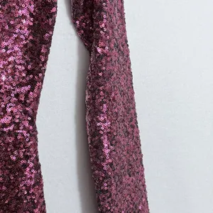 Dress the Population Pink Sequin Deep V-Neck Long Sleeve Sheath Mini Dress Sz S thumbnail 9