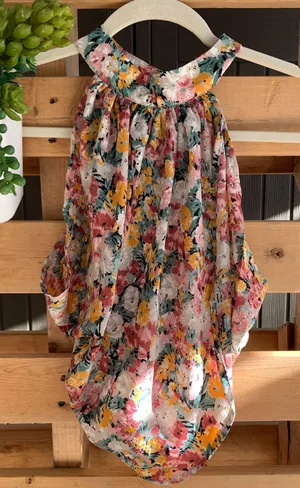SheIn Split Back Floral Halter Top Multi Size M thumbnail 3