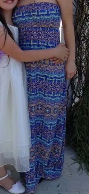 Multicolor Patterned Strapless Maxi Dress Multiple thumbnail 1