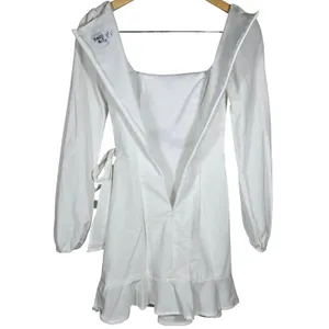 Princess Polly White The Villa Long Sleeve Mini Dress Square Neck‎ Wrap US 0 thumbnail 3