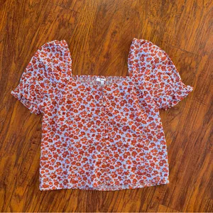 NWOT Madewell Button-Front Smocked-Back Top in Piccola Floral 8 Medium thumbnail 2