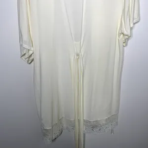 Eberjey Rosalia Tencel Modal Ivory Robe Lace Tie Womens Small thumbnail 13