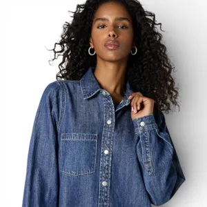 The Drop Katerina Classic Denim Shirt Dress‎ Long Sleeve Button Front XS thumbnail 2