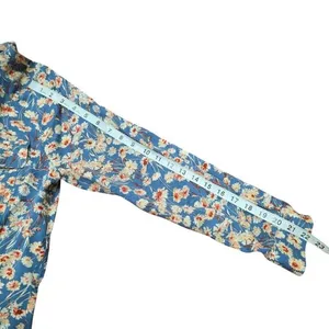 Haute Hippie‎ NWOT Long Sleeve Blue Floral Buttoned Midi Dress Size Small thumbnail 13