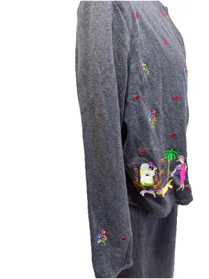 Marisa Christina Gray Maxi Dress M Floral Embroidery Cottagecore Modest Teacher thumbnail 12