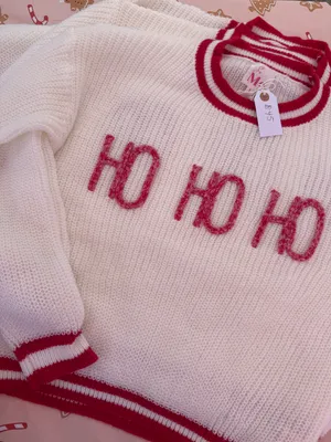 Champagne Sisters Collection HO HO HO CHRISTMAS SWEATER thumbnail 2