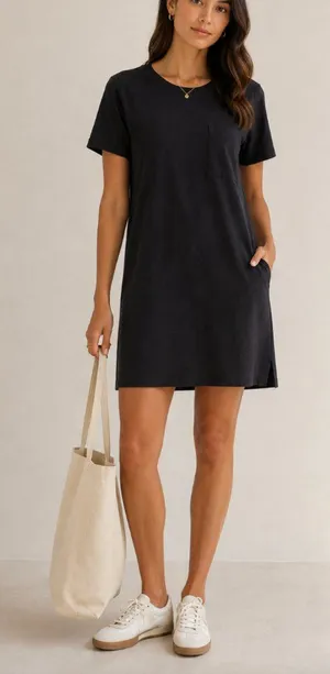 Everlane Cotton T-Shirt Dress Black M thumbnail 1