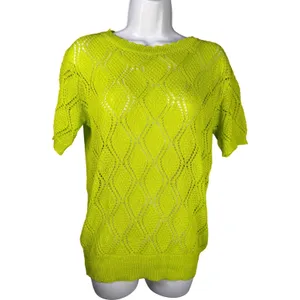 Vintage POL Neon Lime Open Knit Sweater Top Y2K‎ Indie Festival Grunge Fairy thumbnail 2