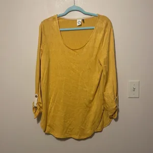 Anthropologie Akemi + Kin sylvie‎ pointelle yellow roll sleeve Size Medium thumbnail 5