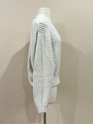 H&M Ivory Mixed Texture Cable Knit Sweater Size Medium thumbnail 8