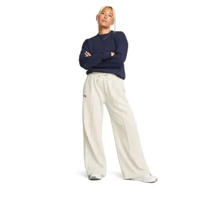 NWT Under Armour Womens Cream Rival Fleece Wide Leg Textured Sweatpants XL thumbnail 2
