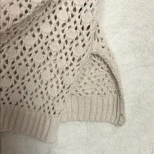 POL Cardigan Open Front Knit Cream with Black Ribbon Detail Sleeves Size Small thumbnail 4