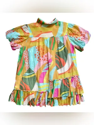 Karlie Multicolor Zebra Abstract Puff-Sleeve Mini Dress thumbnail 7