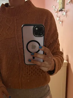 Pink Rose Patchwork Cable Crewneck Sweater in Rust thumbnail 3