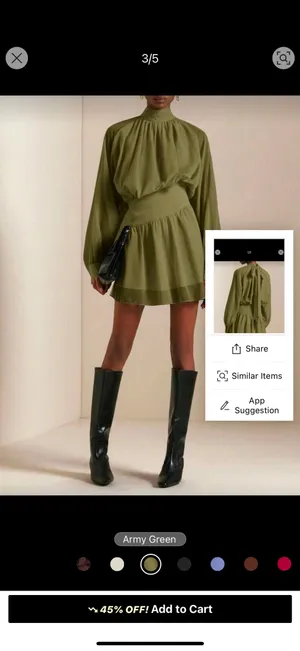 SHEIN romper Vesra Autumn New Ruffled Hem Printed Long Sleeve Waist Cinched Mini Dress thumbnail 3