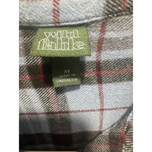 Wild Fable Blue‎ Plaid Flannel Shirt Jacket XS Pockets 100% Cotton thumbnail 4