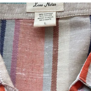 Love Notes Button Down Tie Up Shirt | Size L | Boho Cotton Rayon thumbnail 2