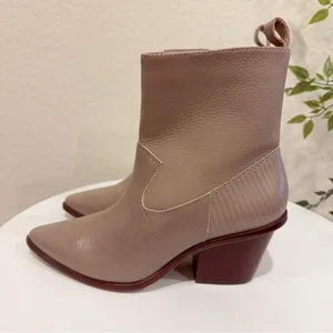 Kaanas Hague Cowboy Leather Bootie in Taupe NWOT Size 6M thumbnail 3