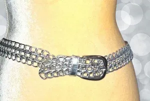 Nwot! Silver chain link look metal/faux leather belt! thumbnail 1