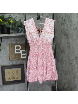 Poupette St. Barth Woven Floral Ciao Mini Dress WCIS25NBLZP Pink Lazuili XS thumbnail 2