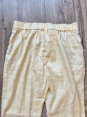 Aritzia Babaton Linen Butter Yellow Light Weight Pull On Pleated Pants Size 6 thumbnail 9