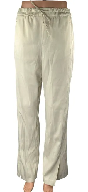 Zara Women's Beige Cream High Waisted Drawstring Flare Trousers Pants Size S thumbnail 1