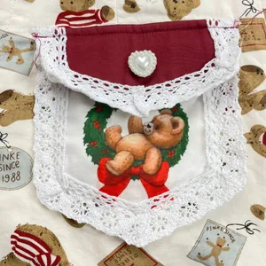 Teddy Bear Print‎ Shorts Christmas Lace Twee High Waisted Women Lace Cream thumbnail 7