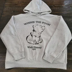 Disney Winnie the Pooh Graphic Pullover Hoodie Gray Women’s Medium thumbnail 1