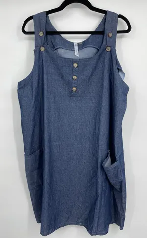 NY Collection Petite Women Mini Tank Dress Sleeveless Scoop Neck Blue PXL NEW thumbnail 1