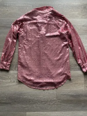Showpo Pink Sequin Shirt Dress Womens Sz 6 Button-Up thumbnail 5