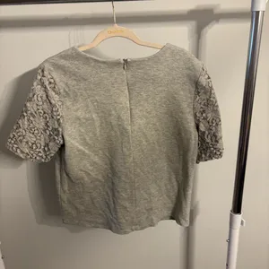 LOFT Gray Lace Short Sleeve Tee thumbnail 4