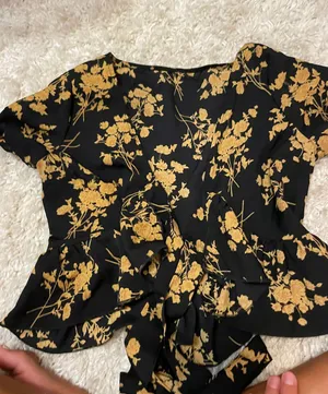 Front Tie Blouse Black thumbnail 3
