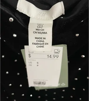 H&M Velvet Rhinestone Black Dress thumbnail 4