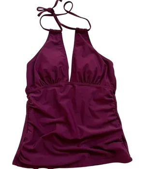 Younique Burgundy Red Halter Swim Tank Top Size Medium Swimsuit Top thumbnail 1