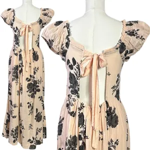 Free People Dainty Bohemian Gauze Forget Me Not Floral Midi Dress Blush Large thumbnail 12