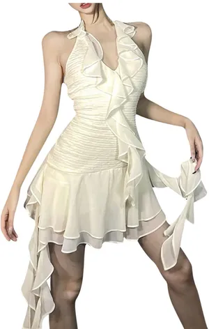 Amazon Ivory halter dress thumbnail 3