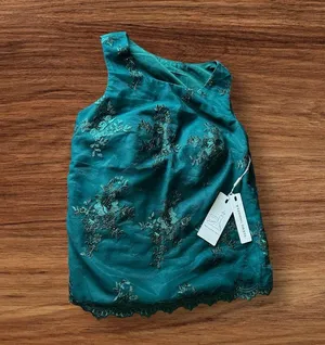 Elegant Teal Lace Women's Top Blue Size XS thumbnail 1