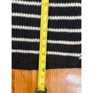 AllSaints Black White Striped Wool‎ Cashmere Mock Neck Sweater Large Ribbed Knit thumbnail 5