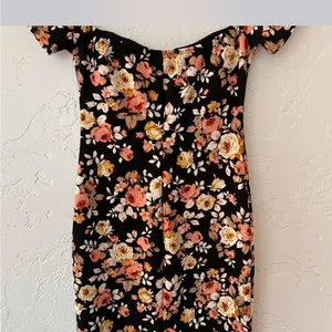 Floral Black Dress with Pink and Yellow Accents thumbnail 6