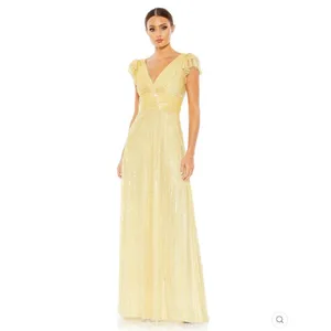 Mac Duggal 5646 Womens EMBELLISHED FLUTTER CAP SLEEVE A LINE GOWN Runs Large thumbnail 2