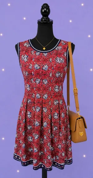 Max Studio Vintage Y2K floral pleated mini dress fairy boho coquette dress Size Medium 🌸 thumbnail 1
